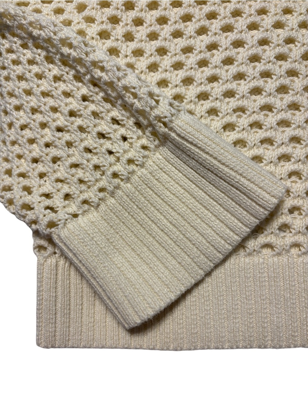 J. Crew Pointelle Boatneck Sweater S Cream Open Knit Beachy Cropped Coverup - Picture 3 of 7